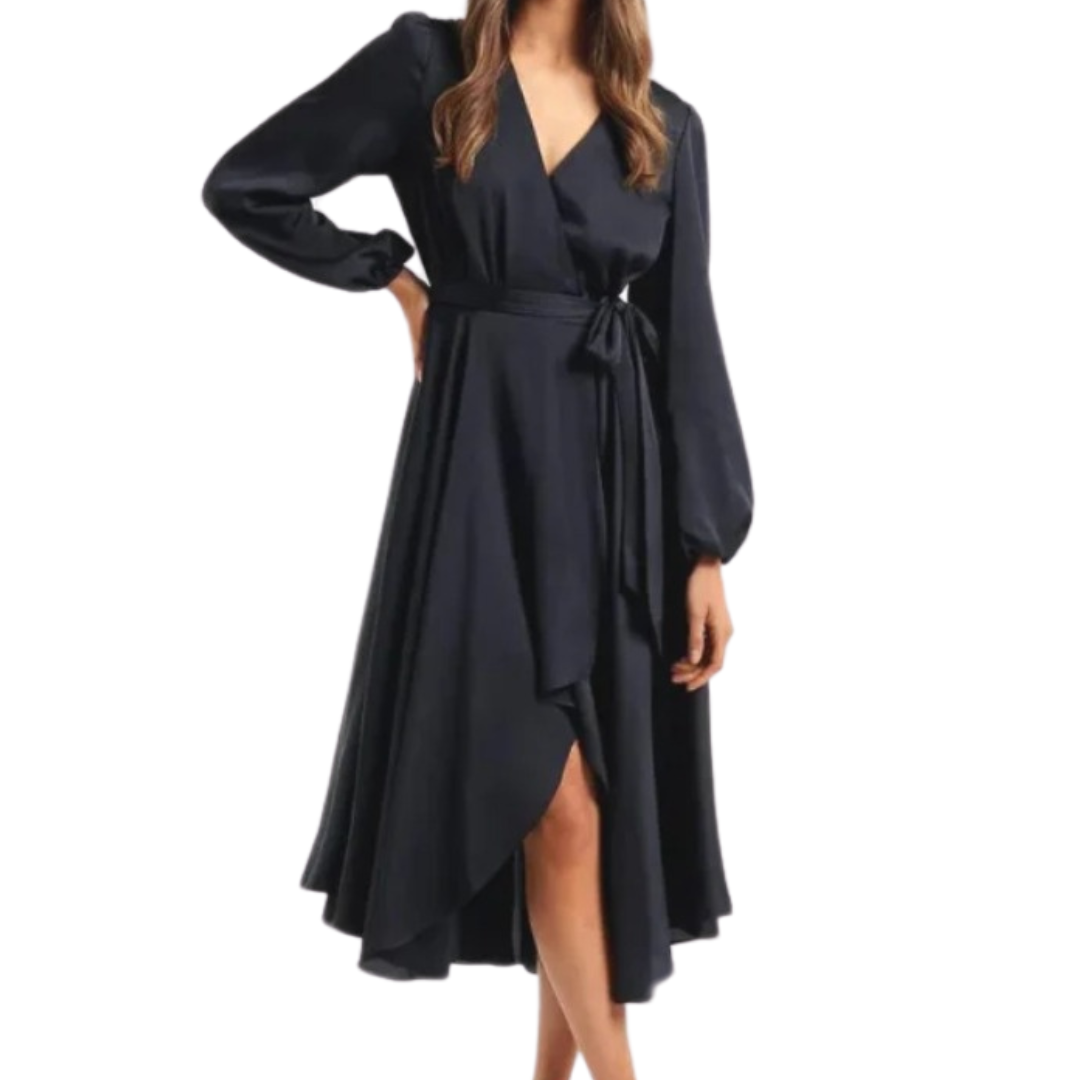 NEW Forever New navy satin silk dress, size 4