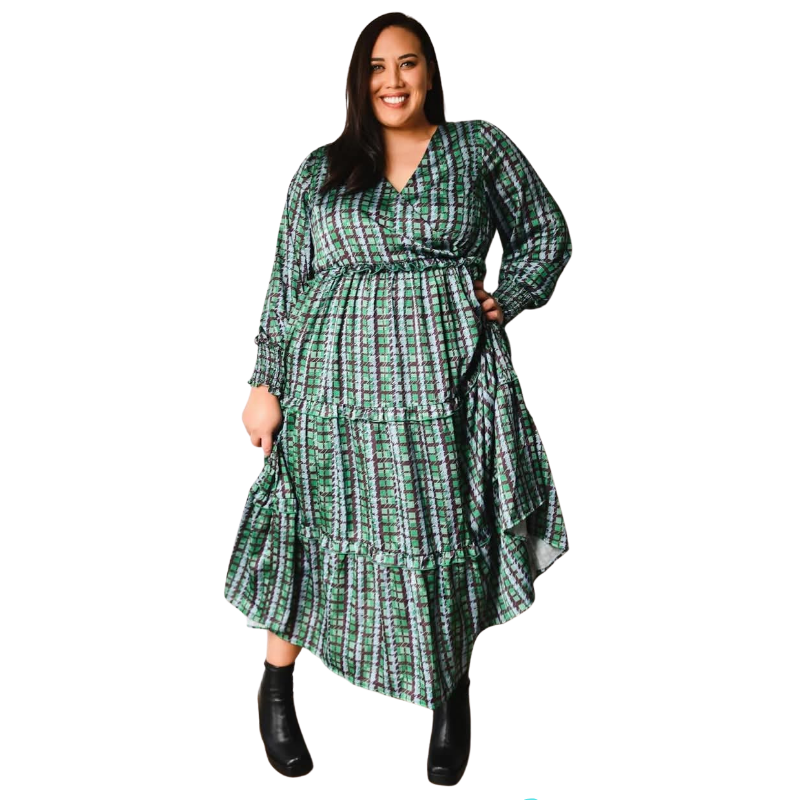 Friday Flamingo green/ lilac dress, size 5/22