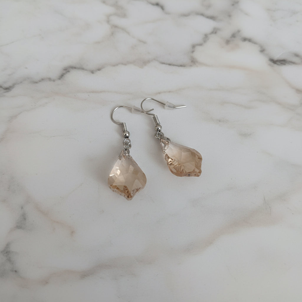 New Swarovski Crystal champagne Earrings, 925 hooks