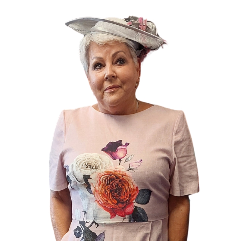 Silver/lilac hat-HIRE