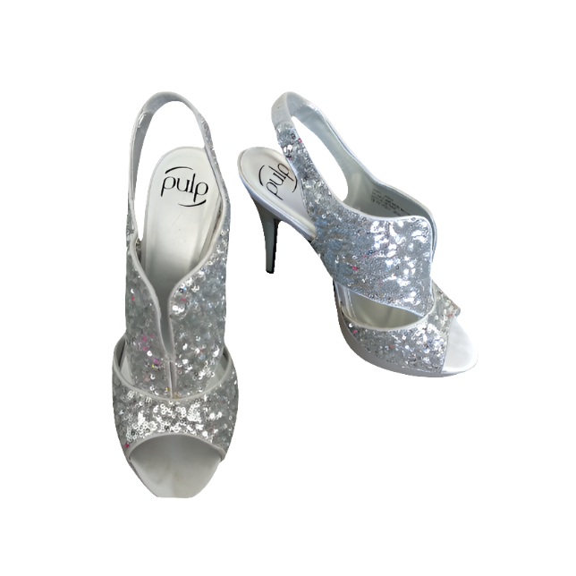 PULP silver sequin heels, size 10