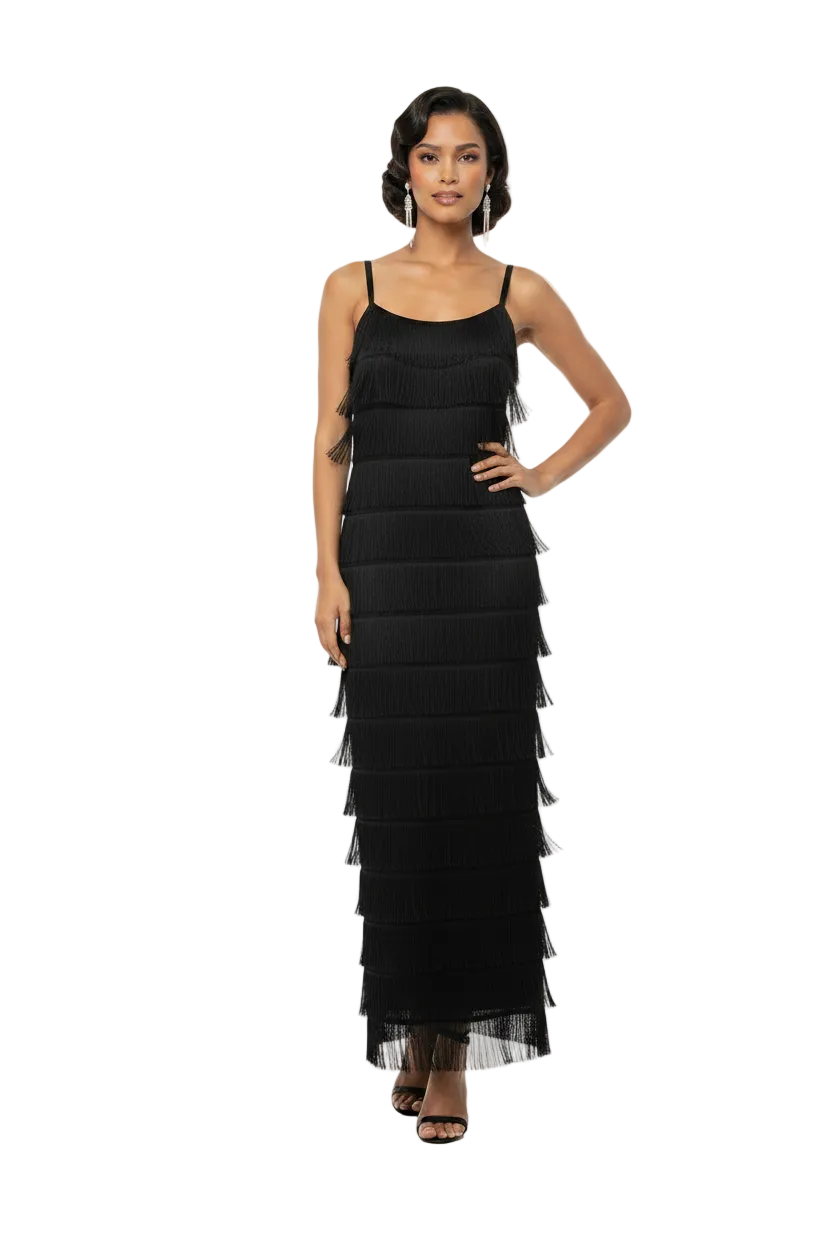 Black 1920's style Flapper/Gatsby Black Midi Dress, size 8