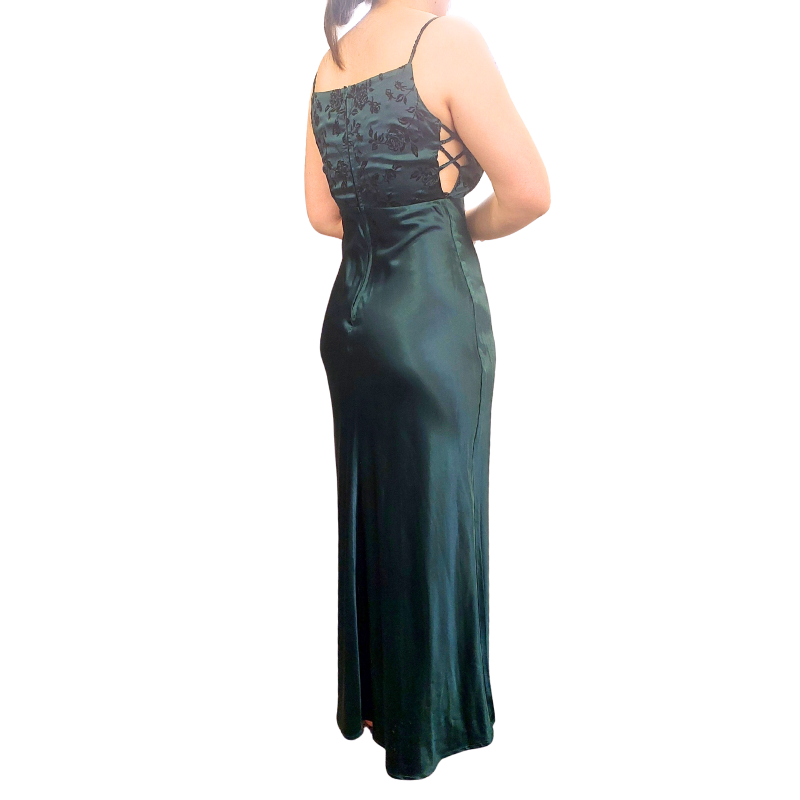 Carolyn green silky formal/ball dress, size 10-12