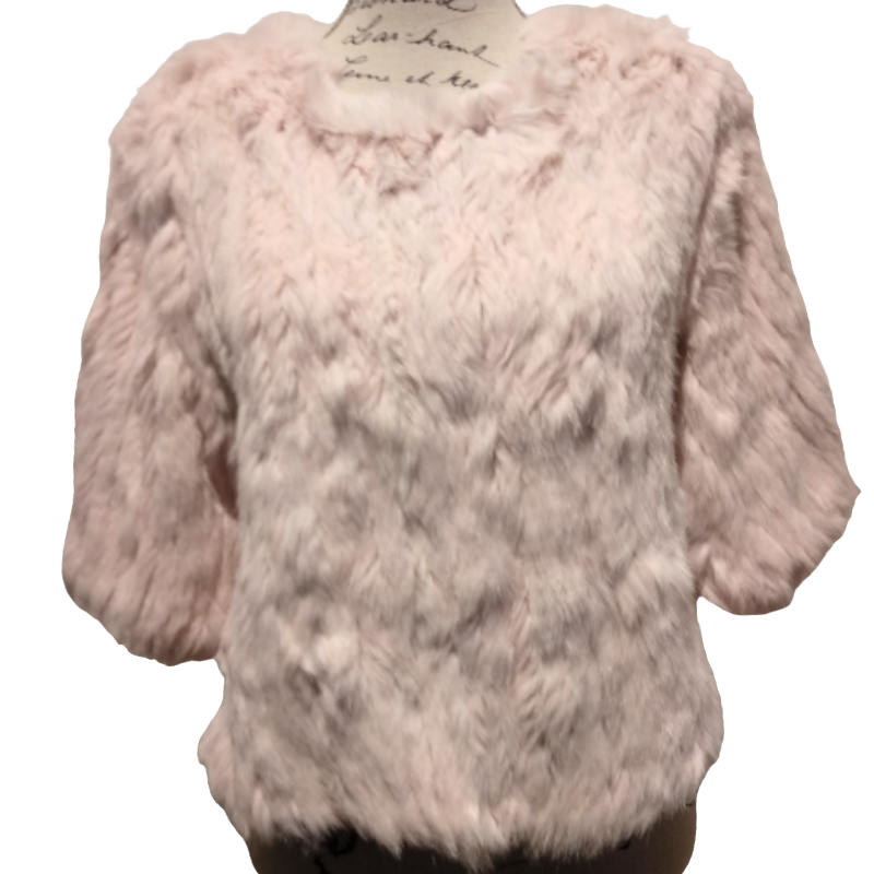 Light pink rabbit fur T'shirt top, size 10