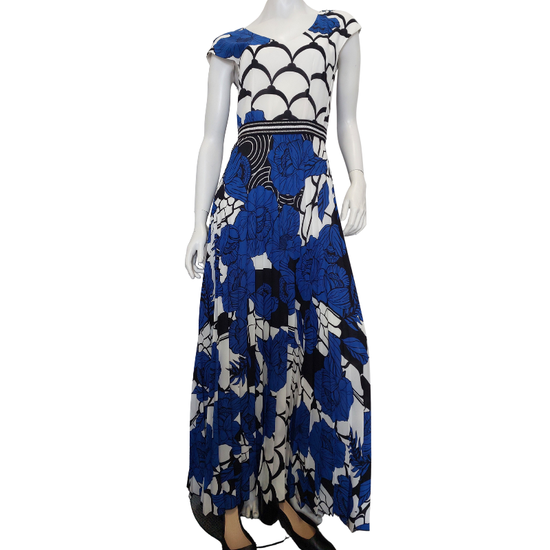 Designer Beatrice B Italy blue maxi dress, size M/10, retail $899