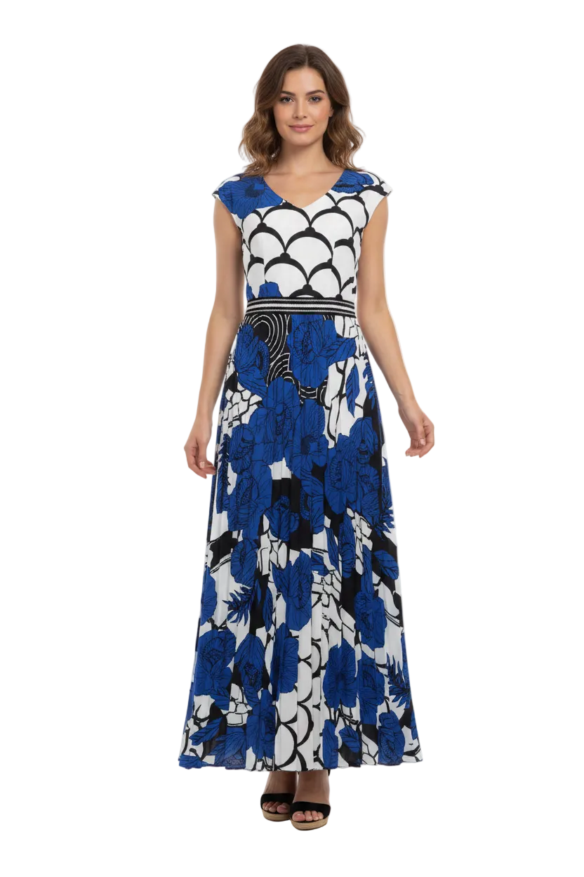 Designer Beatrice B Italy blue maxi dress, size M/10, retail $899