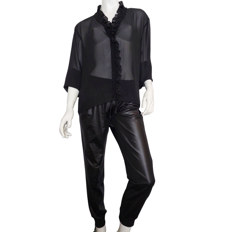 Moochi black chiffon top, size 14