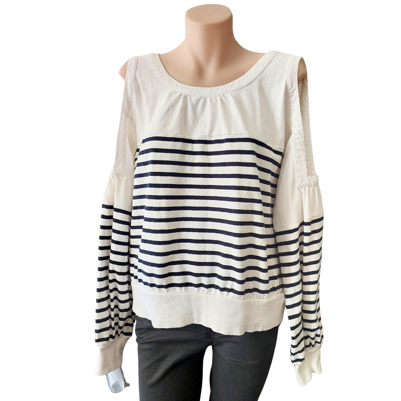 Seed white striped top, size 10