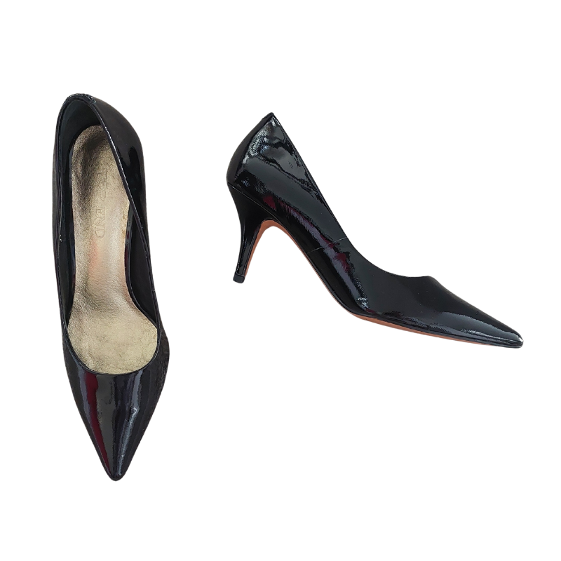 Top End black patent leather low heels, size 37/6