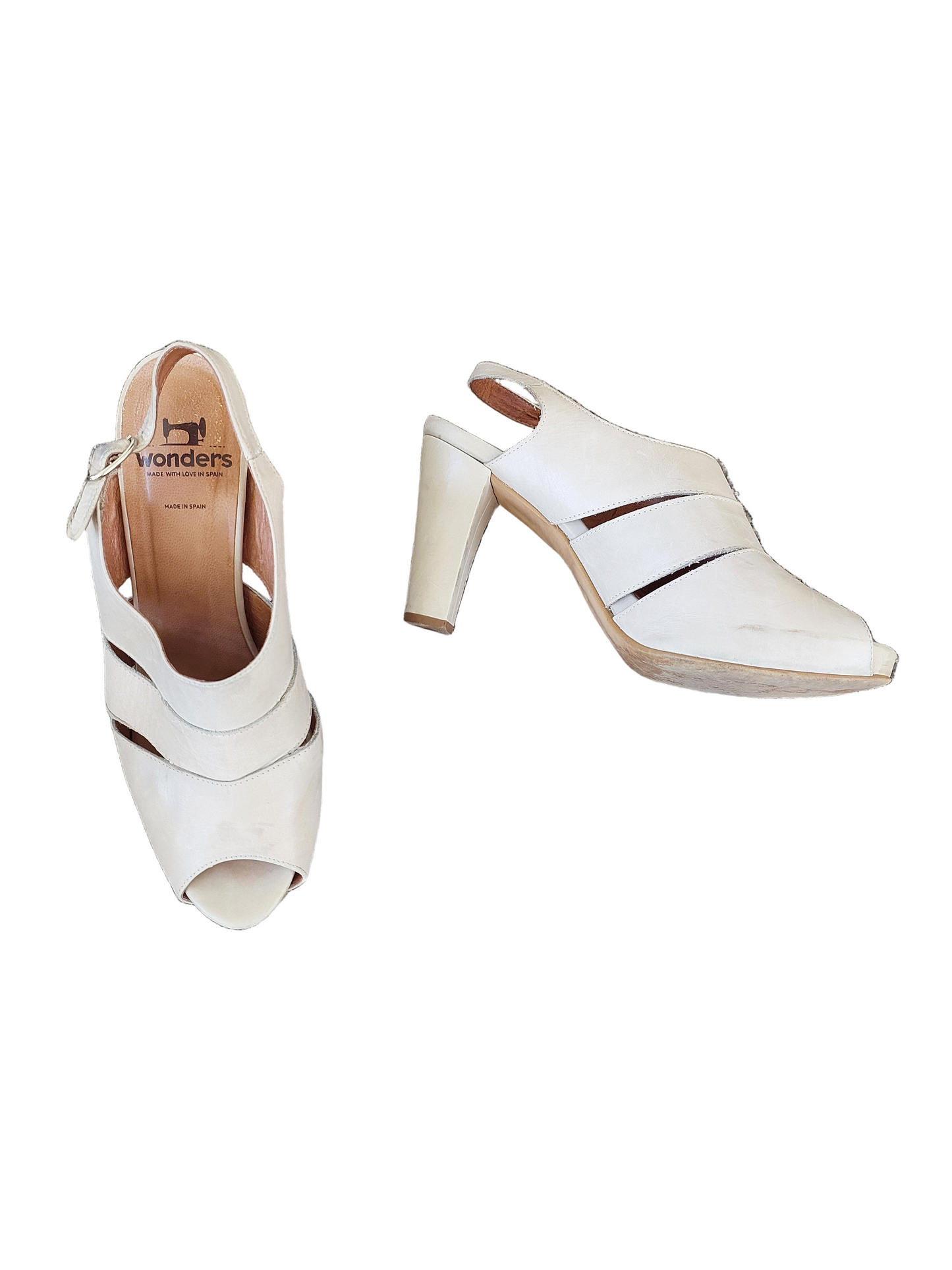 Wonders beige leather heels, size 39/8