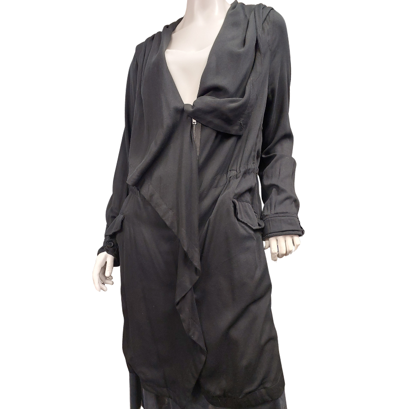 Witchery black cotton coat, size 14
