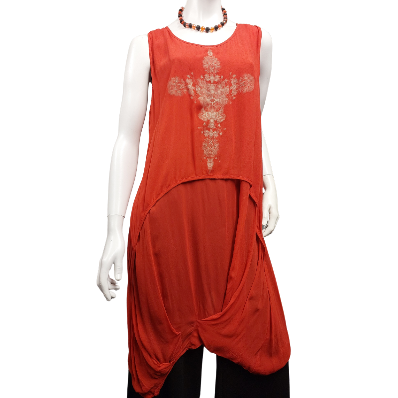 Euphoria orange chiffon layering top, size 18