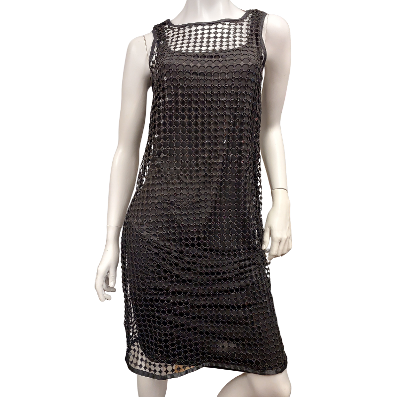 Black sequin mesh layering dress, size 10