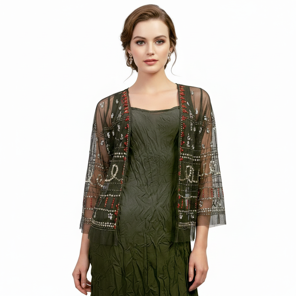 Ruby Yaya black sheer sequin jacket, size M, 14