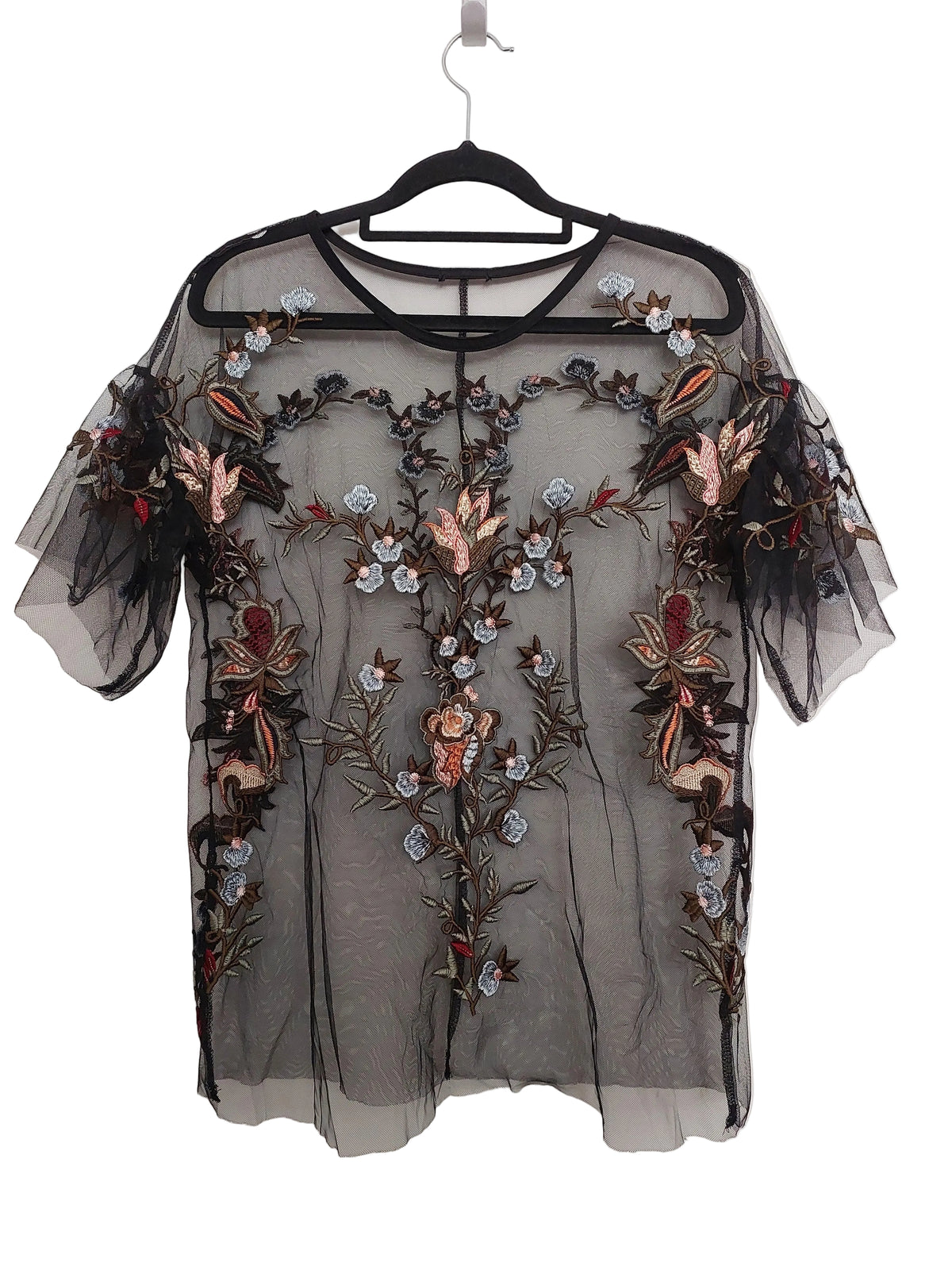 Black embroidered top, size 10-12