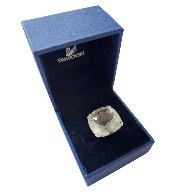 Swarovski silver crystal dress ring, size 6