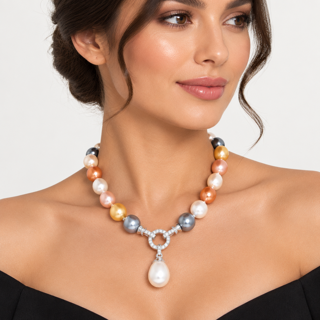 NEW Pearl Necklace with detachable pendant, 44cm