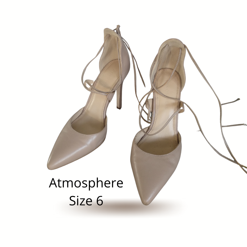 Atmosphere nude ankle strap heels, size 6