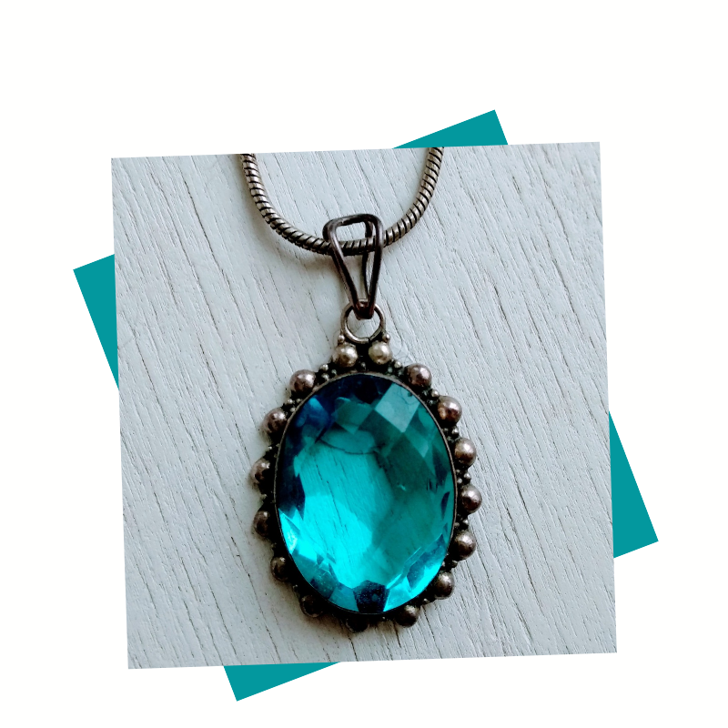 Blue Quartz Crystal, Silver Pendant, choice of two styles