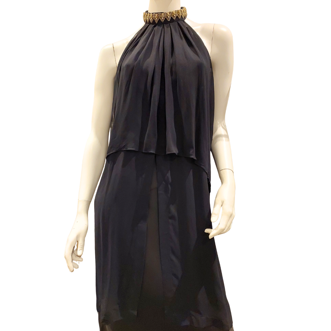 SASS & BIDE black gold neck silk top, size 12
