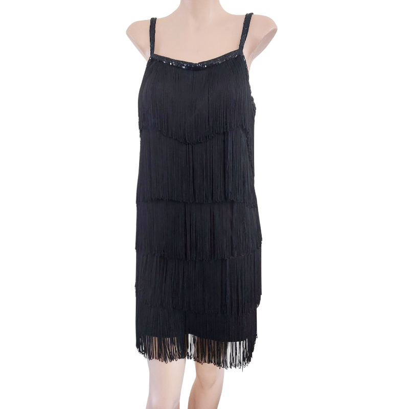 Black tassel flapper Gatsby 1920's party dress, size 10/12