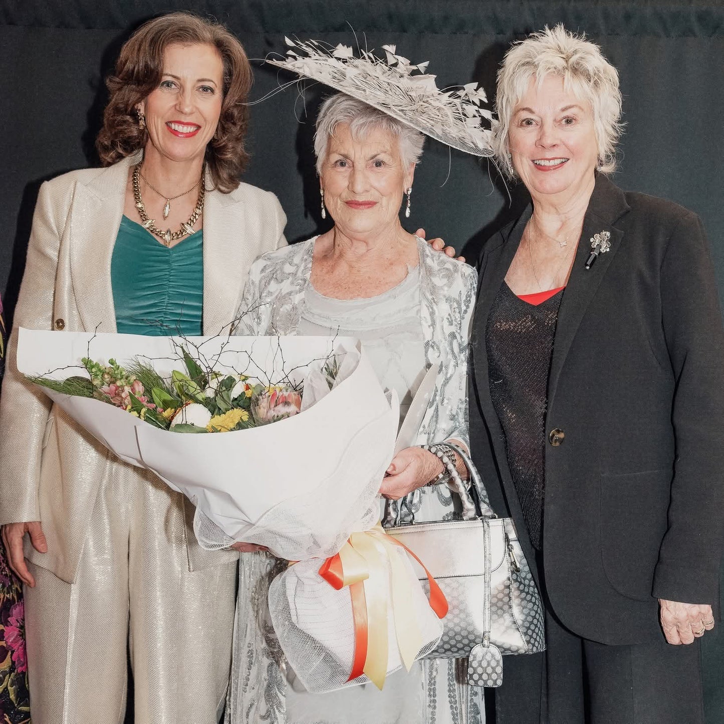 IMAGINE Fashion Italy silver grey silk dress, size fits 12-14