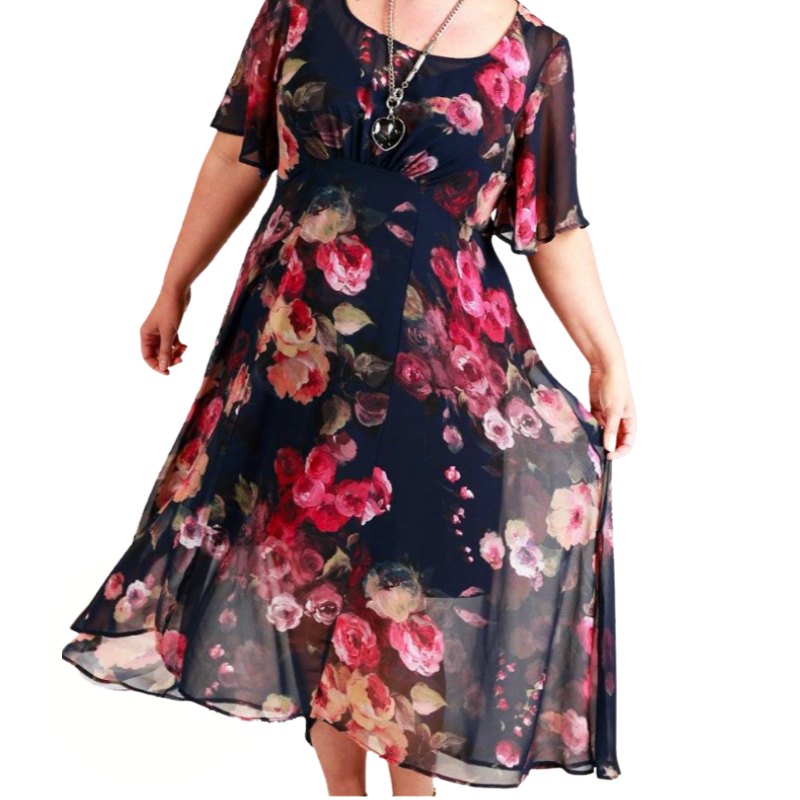 Annah S navy floral dress-XL/18-HIRE