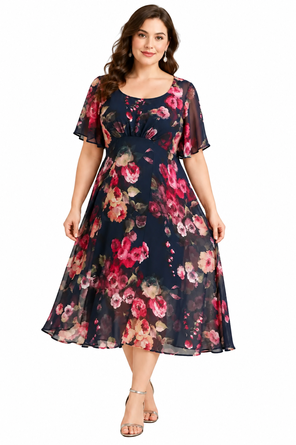 Annah S navy floral dress-XL/18-HIRE