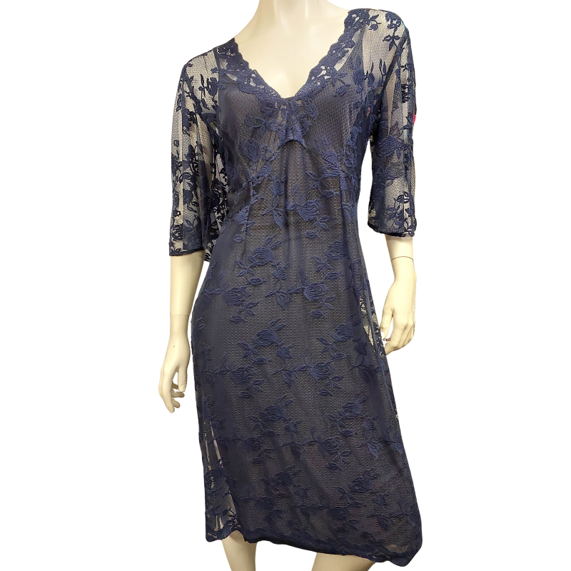 CHARMAINE REVERLEY NZ DESIGNER navy lace dress, size 12