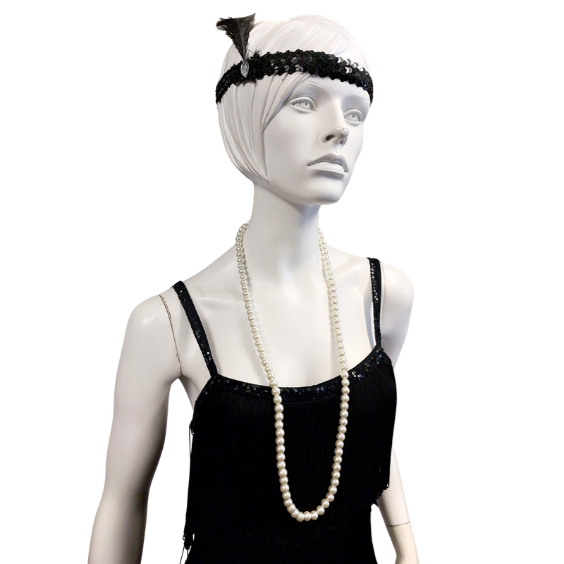 Black tassel flapper Gatsby 1920's party dress, size 10/12