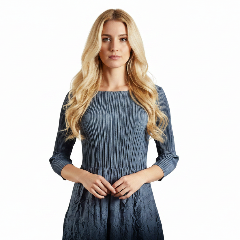 Alquema navy/teal 3/4 Sleeve Smash Pocket Dress, size 0, fits 10-12-HIRE