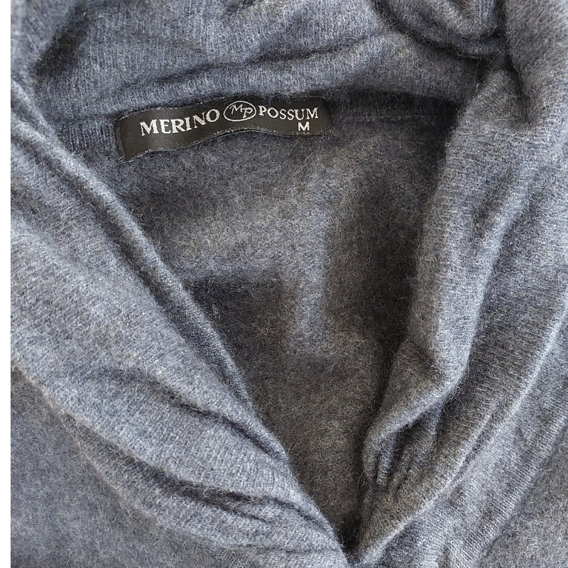 Merino Possum charcoal grey cardigan, size M