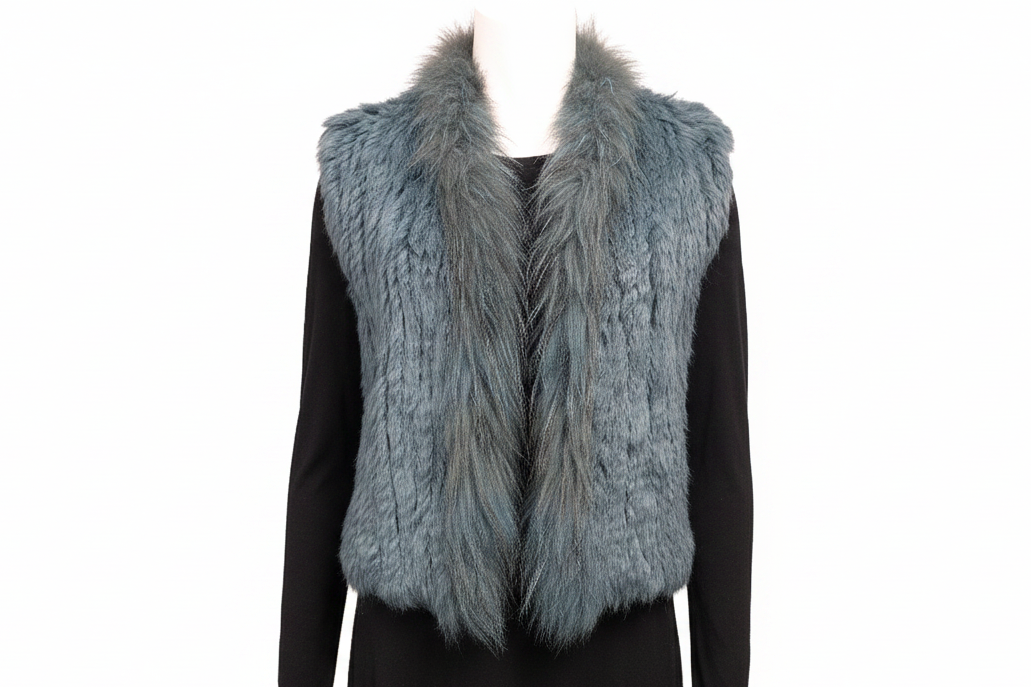 Genuine rabbit fur vest, size 10