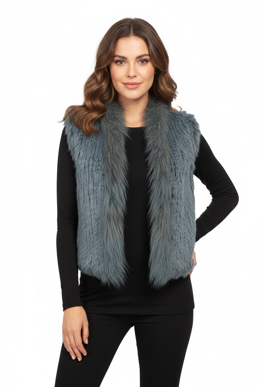 Genuine rabbit fur vest, size 10