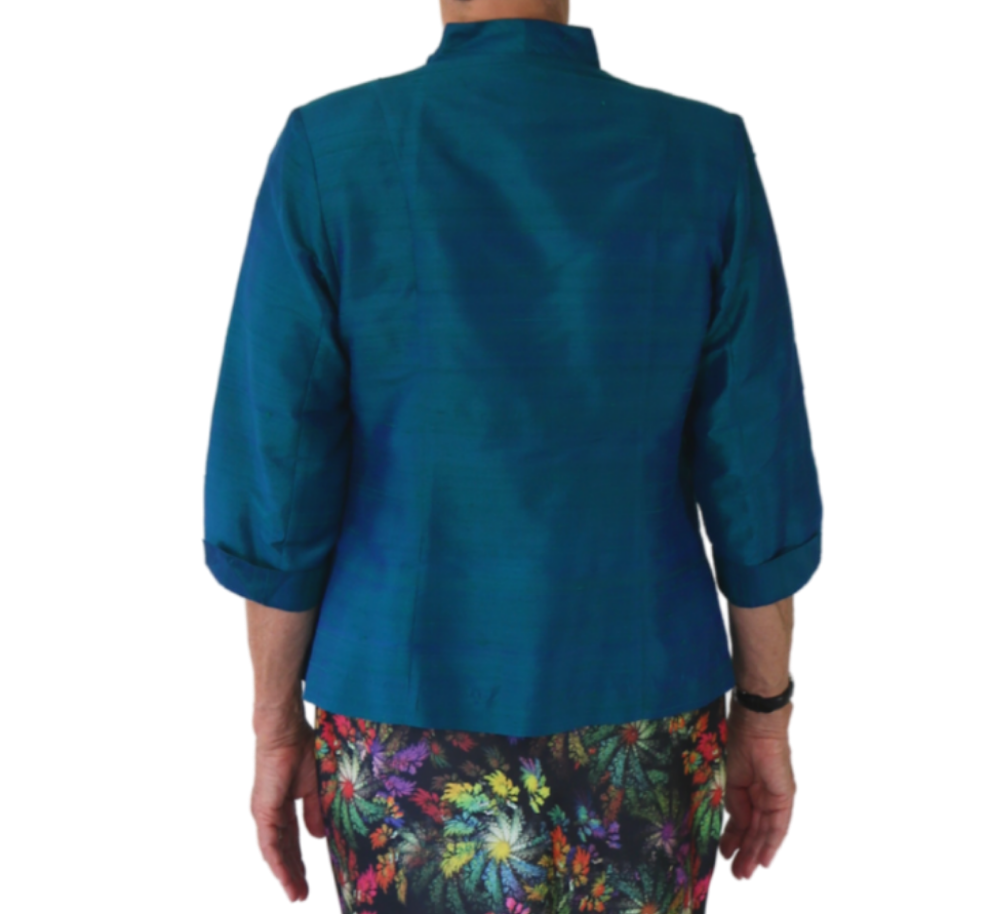 New Corina's teal silk jacket, size 12 retail $500