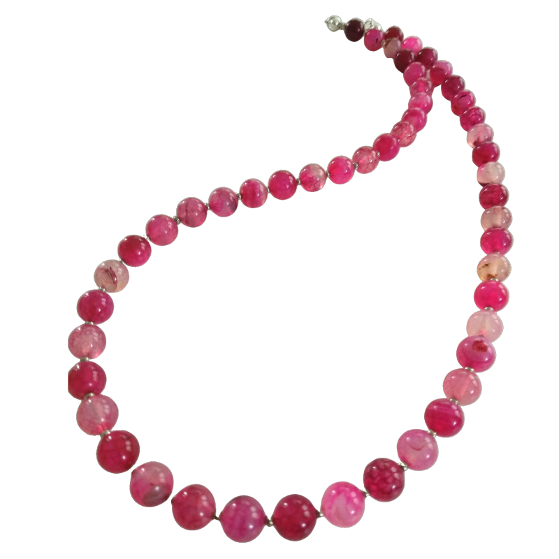 Pink spider agate stone necklace-6mm
