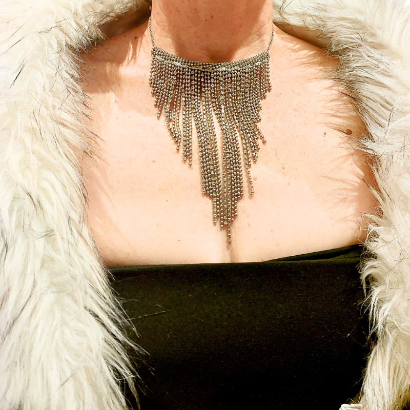 Silver bling chain necklace