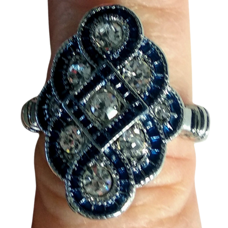 New Sim sapphire silver bling ring