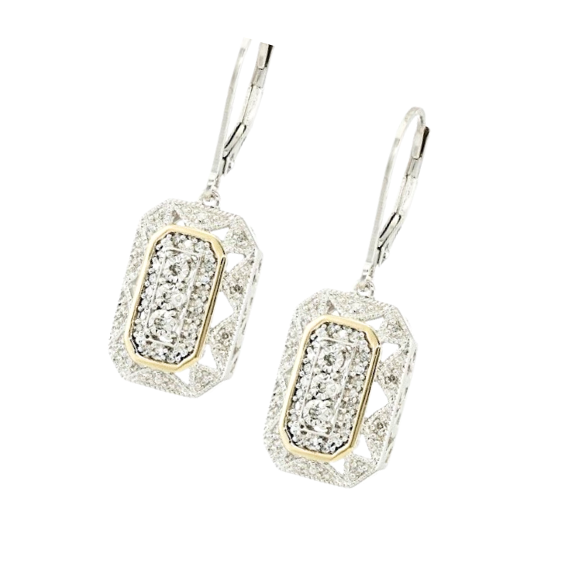 Art Deco silver CZ earrings, SS hooks, HIRE ONLY