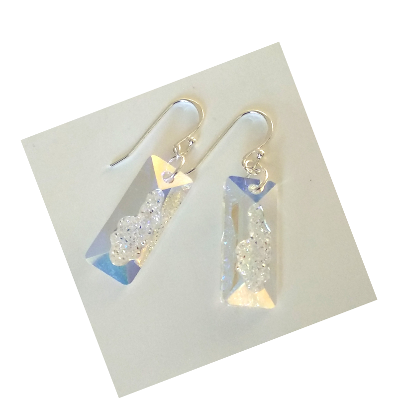 New Swarovski Growing Crystal Earrings-925 sterling silver-last pair