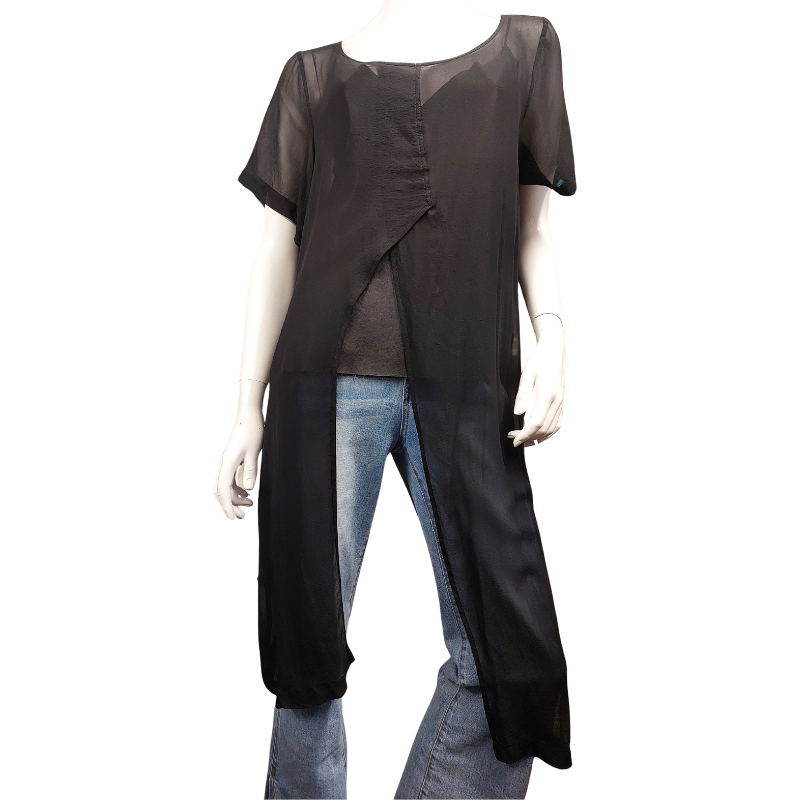 Euphoria black chiffon layering top, size 14