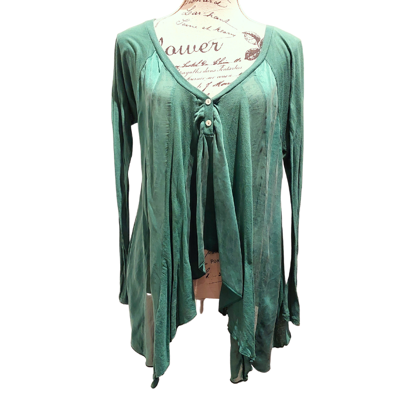 Nolita green cotton/silk top, size S/10