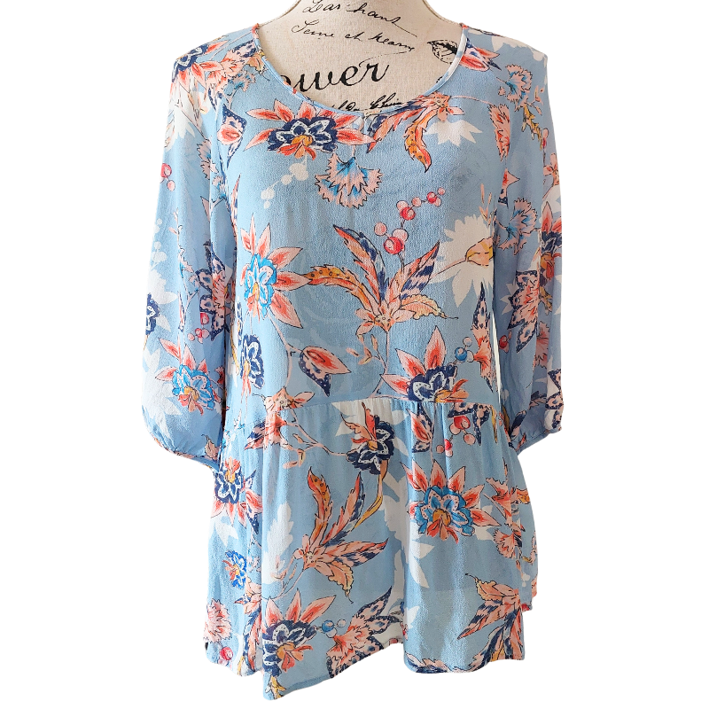 Loobies blue viscose top size 10