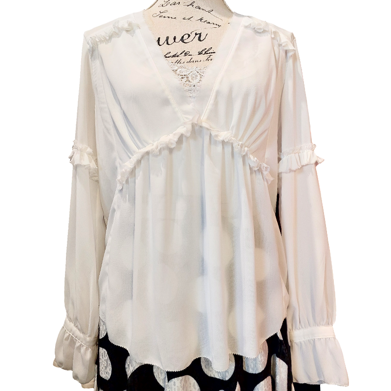 ZK Designer zoe kratzmann ivory chiffon top, size S, 10/12