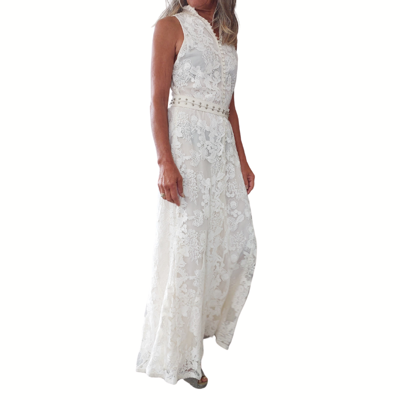 Ivory lace formal/ball dress, size 10-HIRE