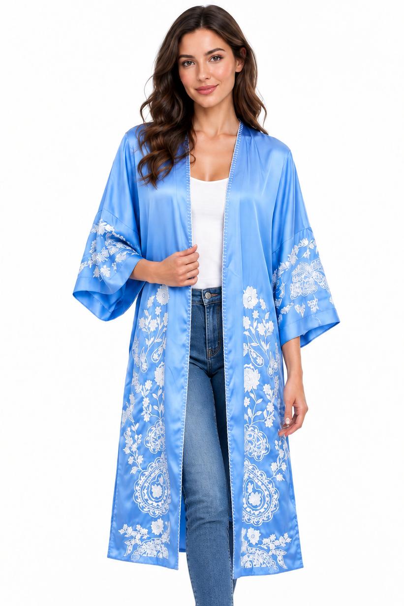 Zara blue layering coat/duster, dressing gown, size 10-12-14