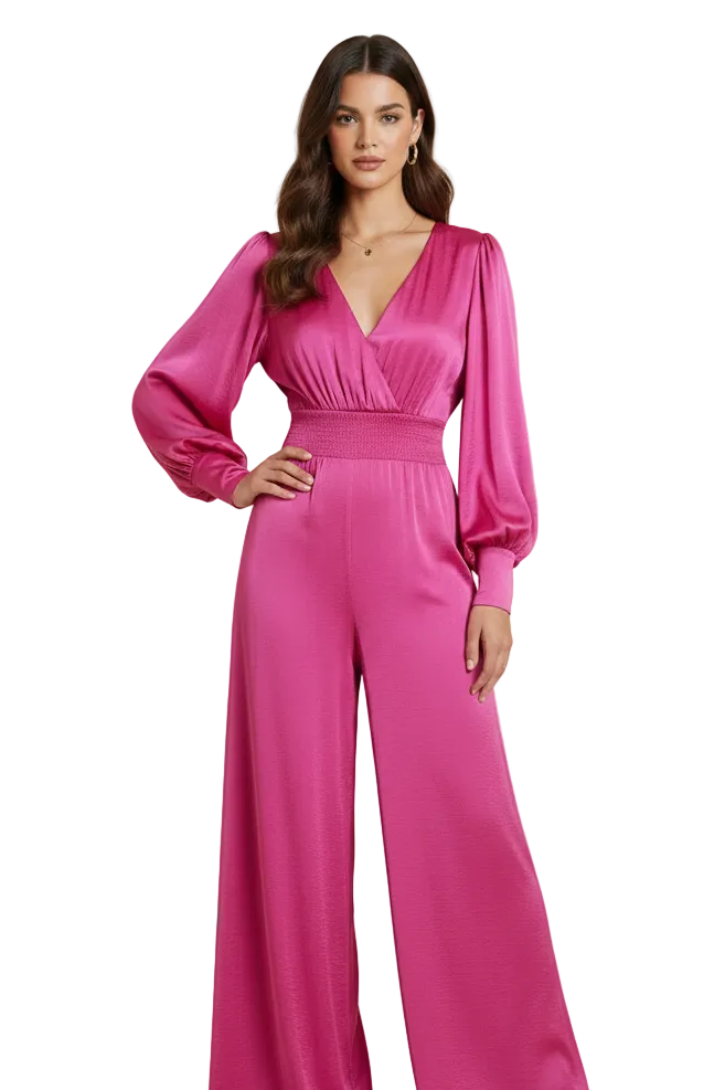 Cerise silky jumpsuit, size 12