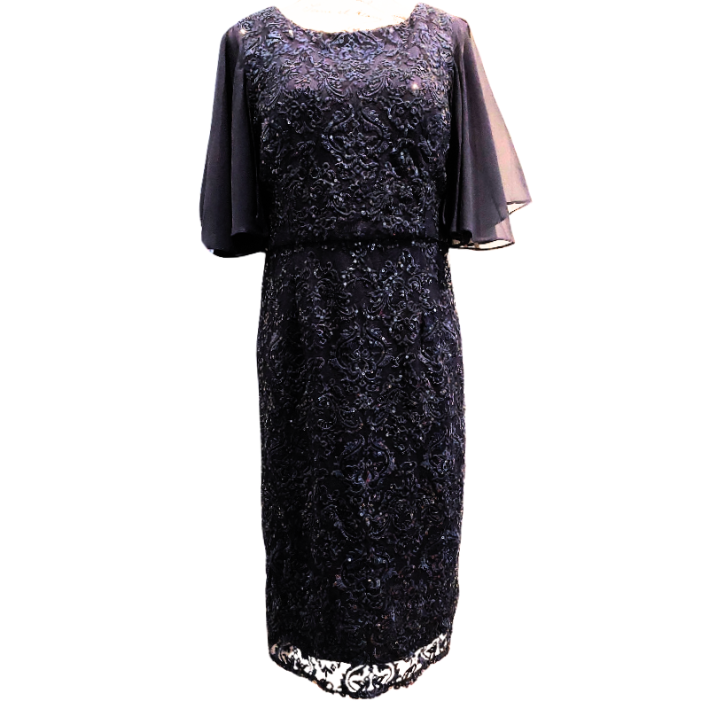 Mei Mei navy sequined lace formal dress, size 12-HIRE