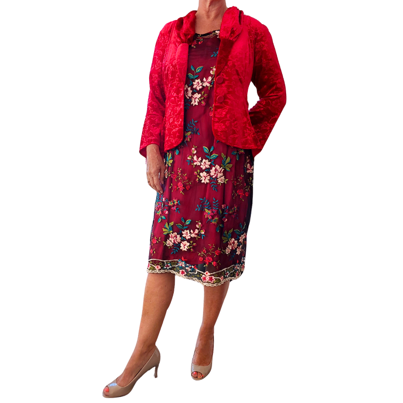NEW Annah S red velvet formal jacket/coat, dress size XL/18, retail $229
