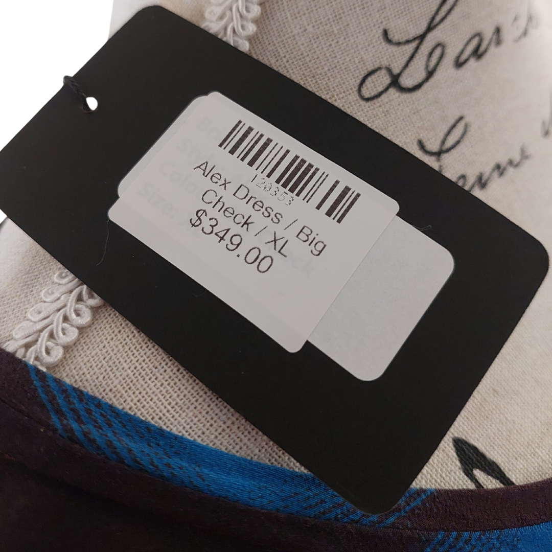 NEW Briarwood blue check dress size 1XL/18, retail $349